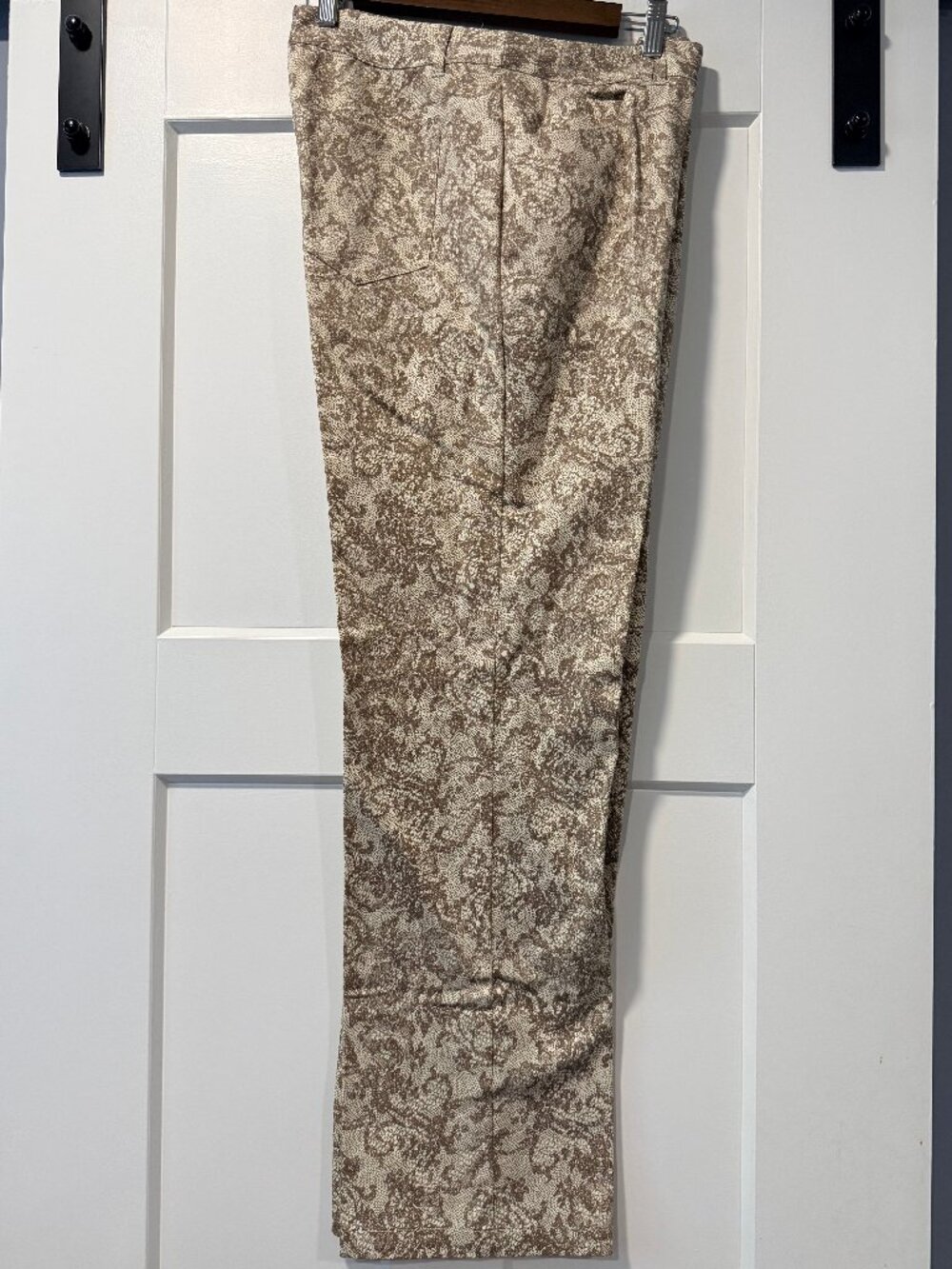 Peck & Peck Weekend Floral & Lace Print Tan Stretch Casual Trousers